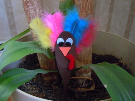 thanksgiving crafts; turkey plant stake